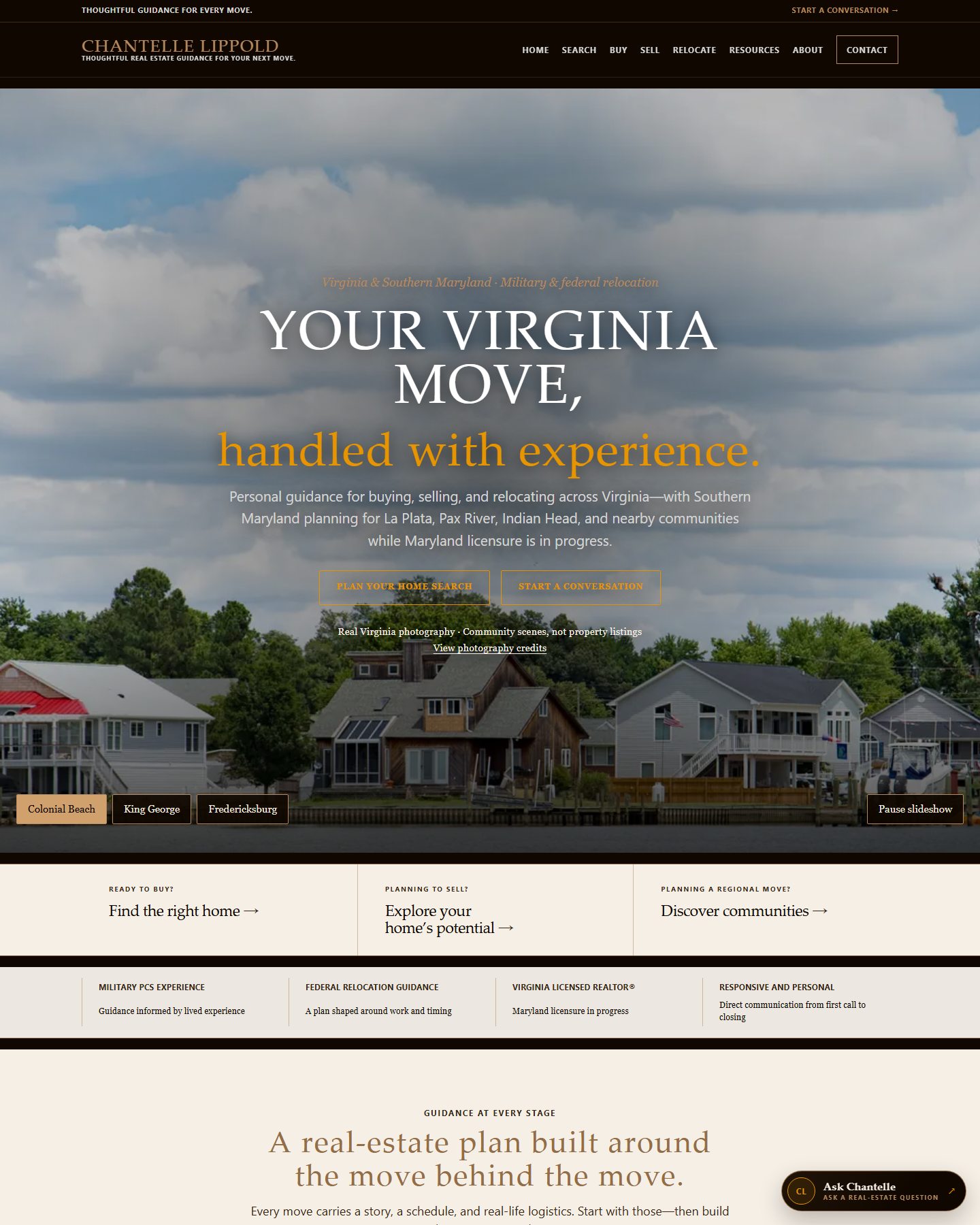 Homepage of the Chantelle Lippold real-estate website designed by TIERS Digital Systems