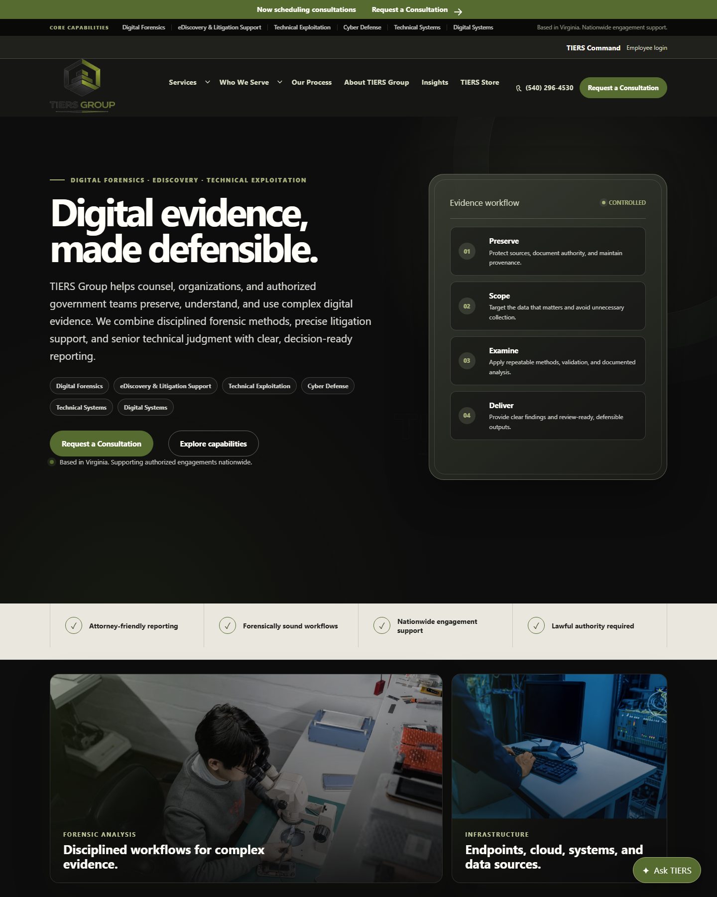 Homepage of the TIERS Group corporate website